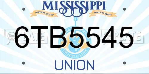 6TB5545 Mississippi License Plate