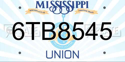 6TB8545 Mississippi License Plate