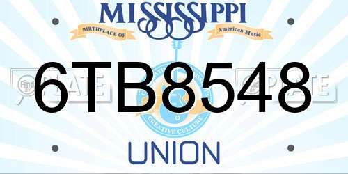 6TB8548 Mississippi License Plate