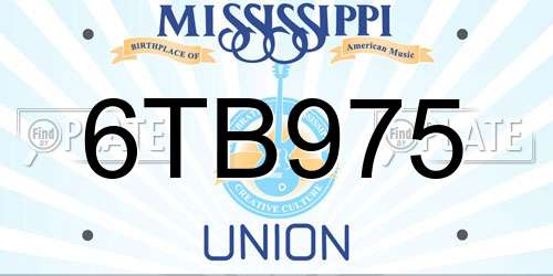 6TB975 Mississippi License Plate