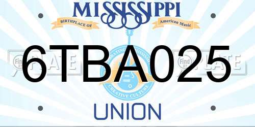 6TBA025 Mississippi License Plate
