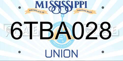 6TBA028 Mississippi License Plate