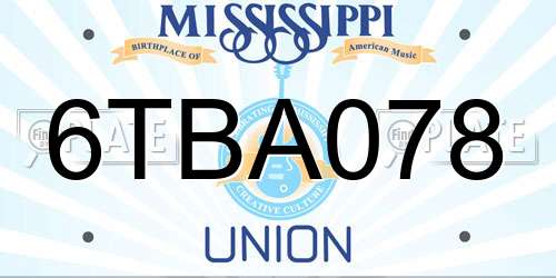 6TBA078 Mississippi License Plate