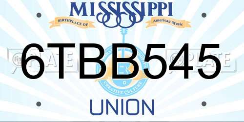 6TBB545 Mississippi License Plate