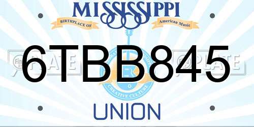 6TBB845 Mississippi License Plate
