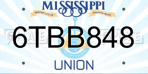 6TBB848 Mississippi License Plate
