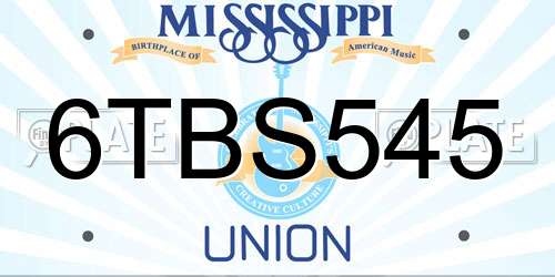 6TBS545 Mississippi License Plate