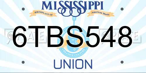 6TBS548 Mississippi License Plate