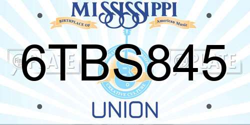6TBS845 Mississippi License Plate