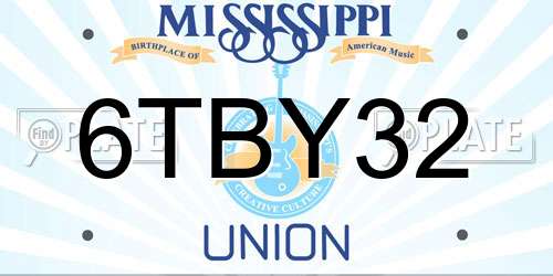 6TBY32 Mississippi License Plate