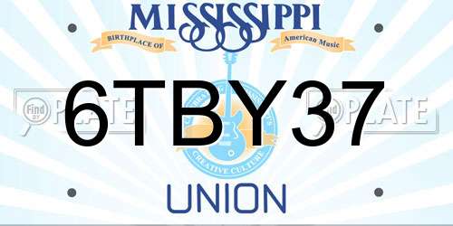 6TBY37 Mississippi License Plate
