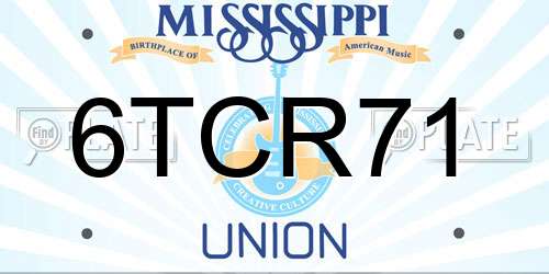 6TCR71 Mississippi License Plate