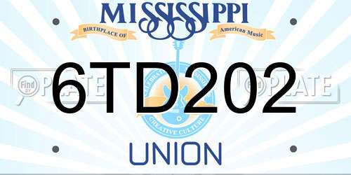 6TD202 Mississippi License Plate