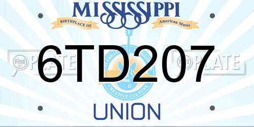 6TD207 Mississippi License Plate