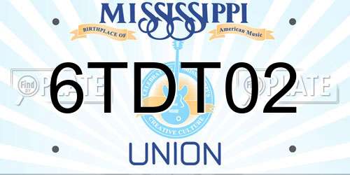 6TDT02 Mississippi License Plate
