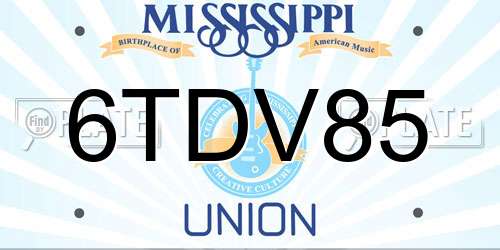 6TDV85 Mississippi License Plate