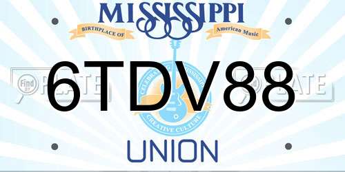 6TDV88 Mississippi License Plate