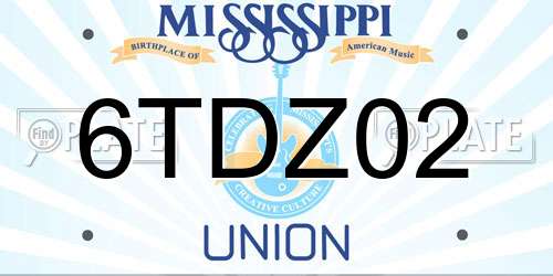 6TDZ02 Mississippi License Plate