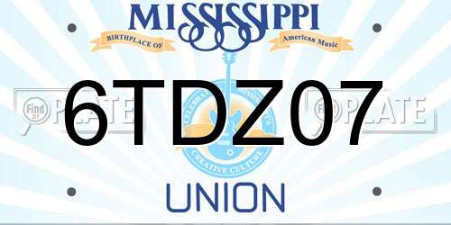6TDZ07 Mississippi License Plate