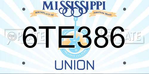 6TE386 Mississippi License Plate