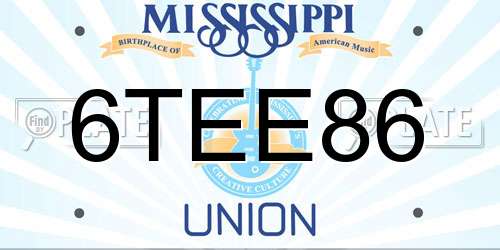 6TEE86 Mississippi License Plate