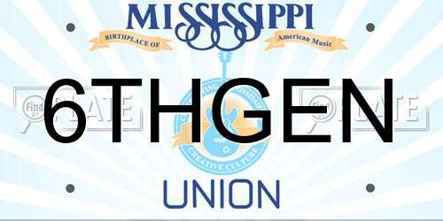 6THGEN Mississippi License Plate