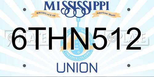 6THN512 Mississippi License Plate