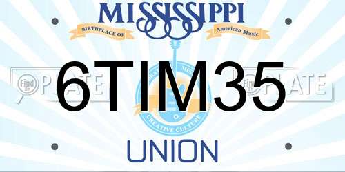 6TIM35 Mississippi License Plate