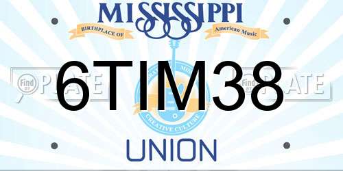 6TIM38 Mississippi License Plate