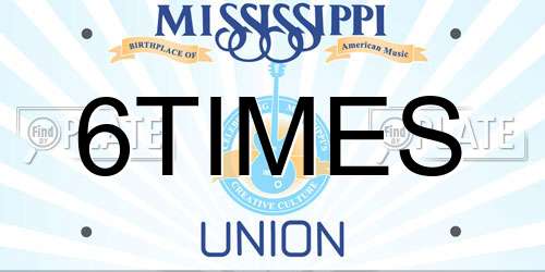 6TIMES Mississippi License Plate