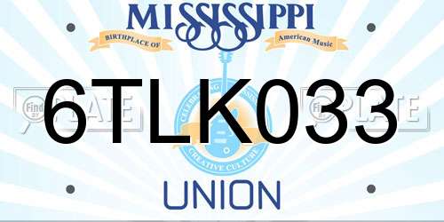 6TLK033 Mississippi License Plate