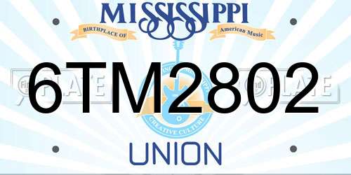 6TM2802 Mississippi License Plate
