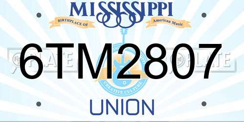 6TM2807 Mississippi License Plate