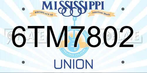 6TM7802 Mississippi License Plate