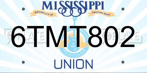 6TMT802 Mississippi License Plate