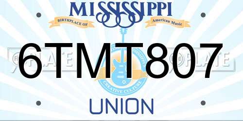 6TMT807 Mississippi License Plate