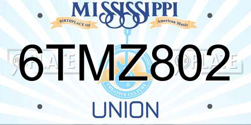 6TMZ802 Mississippi License Plate
