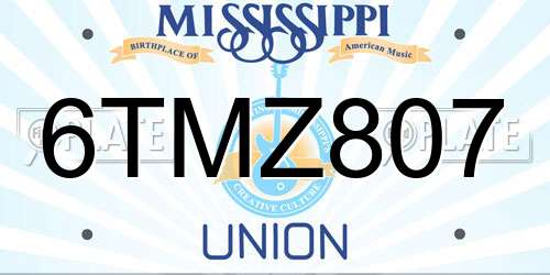 6TMZ807 Mississippi License Plate