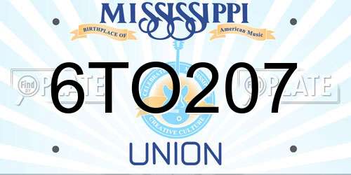 6TO207 Mississippi License Plate