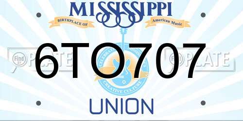 6TO707 Mississippi License Plate