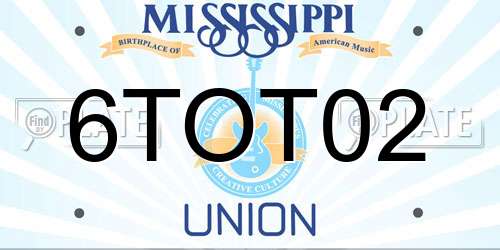 6TOT02 Mississippi License Plate