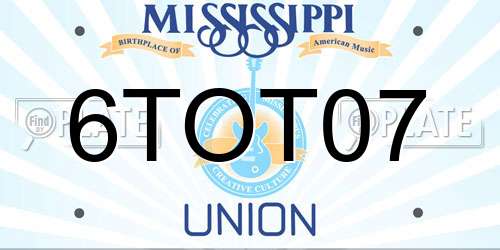 6TOT07 Mississippi License Plate
