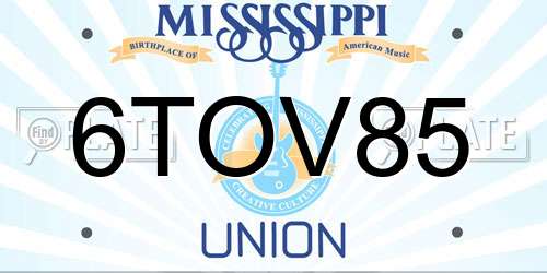 6TOV85 Mississippi License Plate
