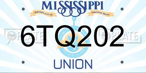 6TQ202 Mississippi License Plate