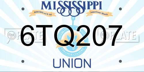 6TQ207 Mississippi License Plate