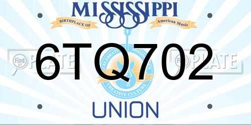 6TQ702 Mississippi License Plate