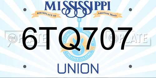 6TQ707 Mississippi License Plate