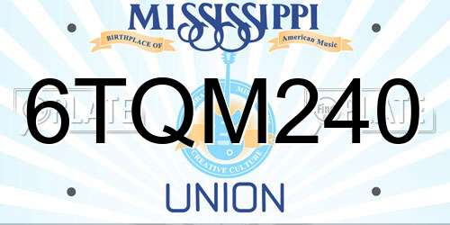 6TQM240 Mississippi License Plate