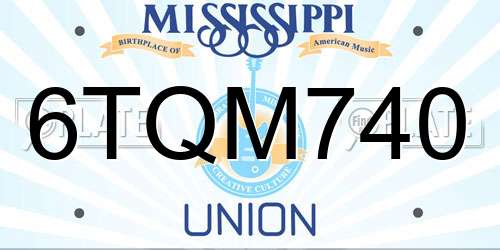 6TQM740 Mississippi License Plate