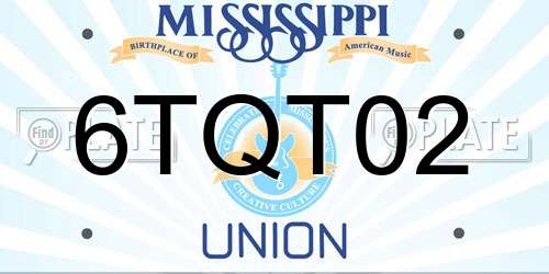 6TQT02 Mississippi License Plate